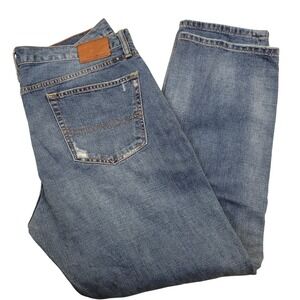 Lucky Brand 329 Classic Straight Jeans‎ Mens 38x32 Blue Denim Distressed
